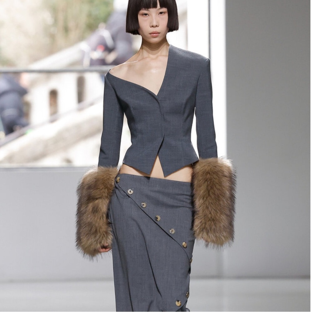 A.W.A.K.E. MODE

Asymmetric Faux Fur-Trimmed Jacket